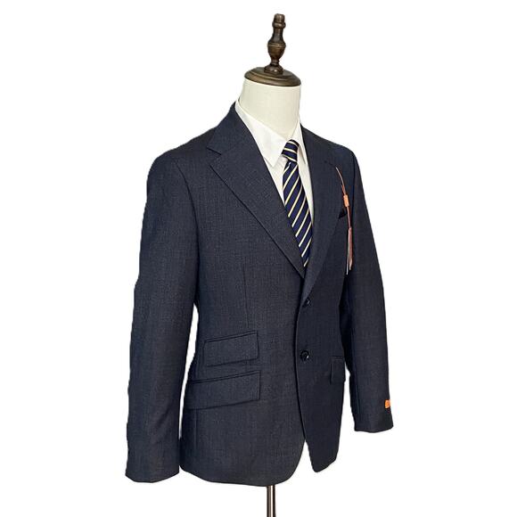 Tallia Men's 48 Regular Venezia Blazer Navy/Brown Wool Blend Stretch NEW - Picture 3 of 8